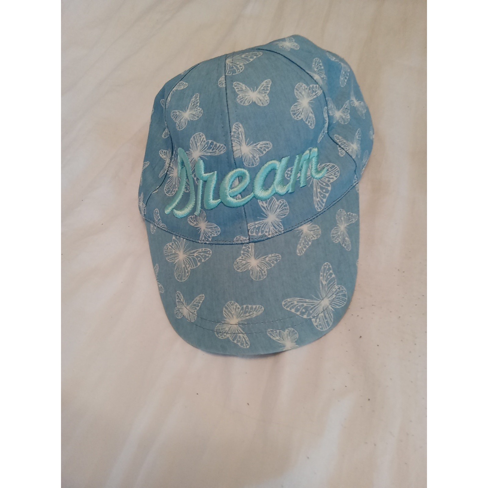 Blue And White Butterfly Dream Embroidered Adjustable Baseball Hat - Cap